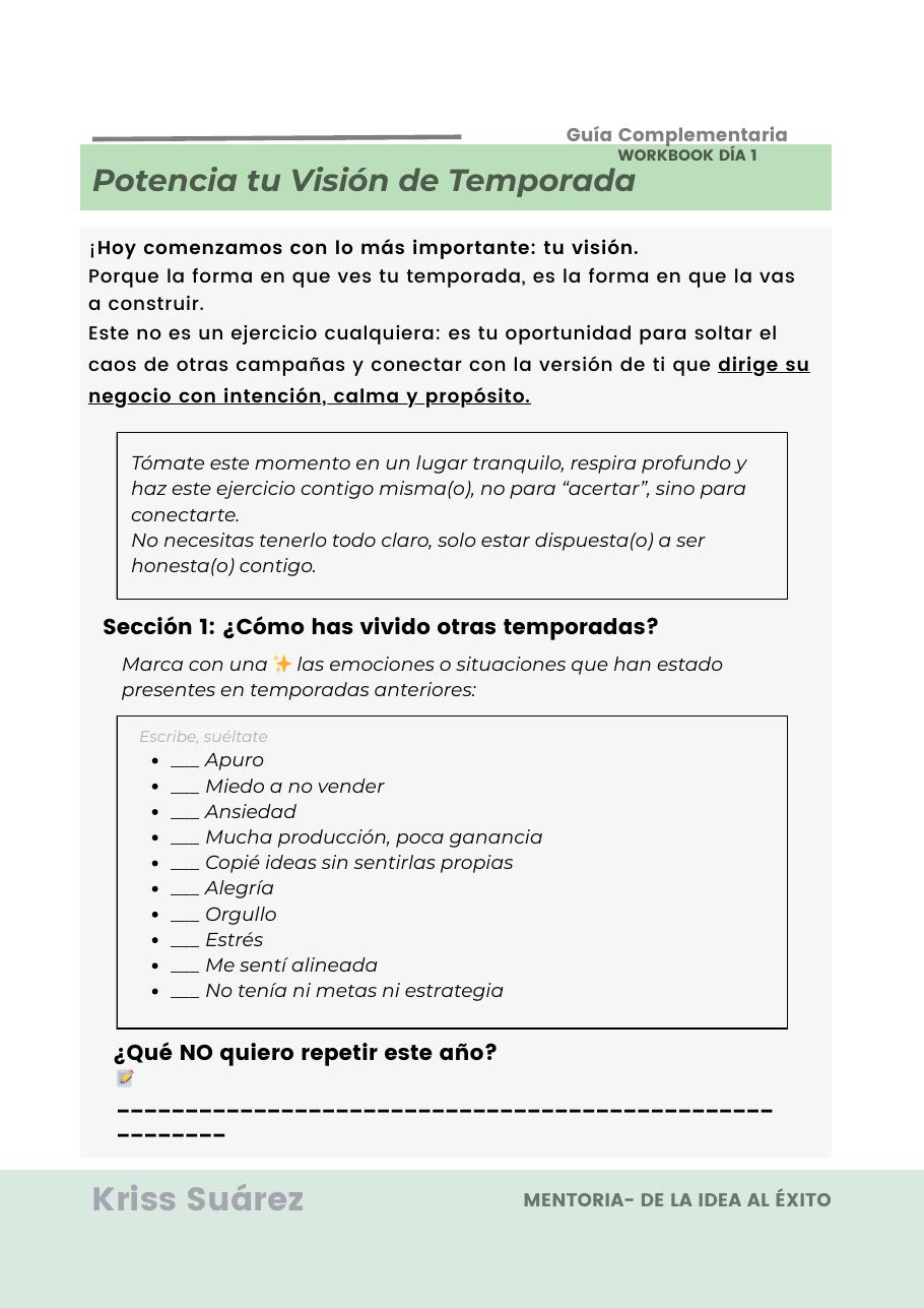 Workbook Potencia tu Visión de Temporada